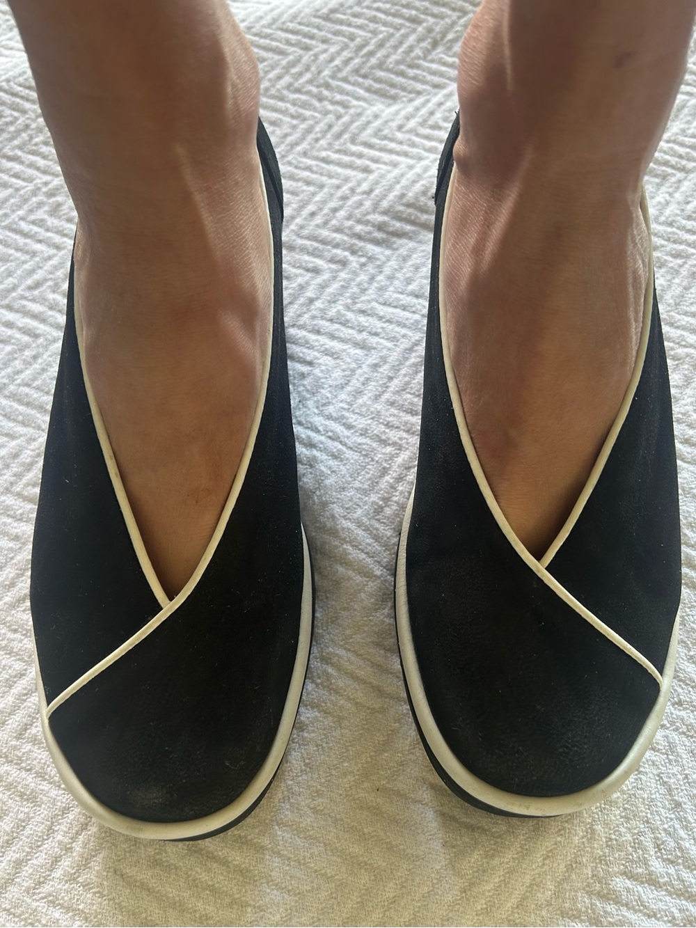 FLY LONDON Black & White Women's Slip-On Wedge Shoes